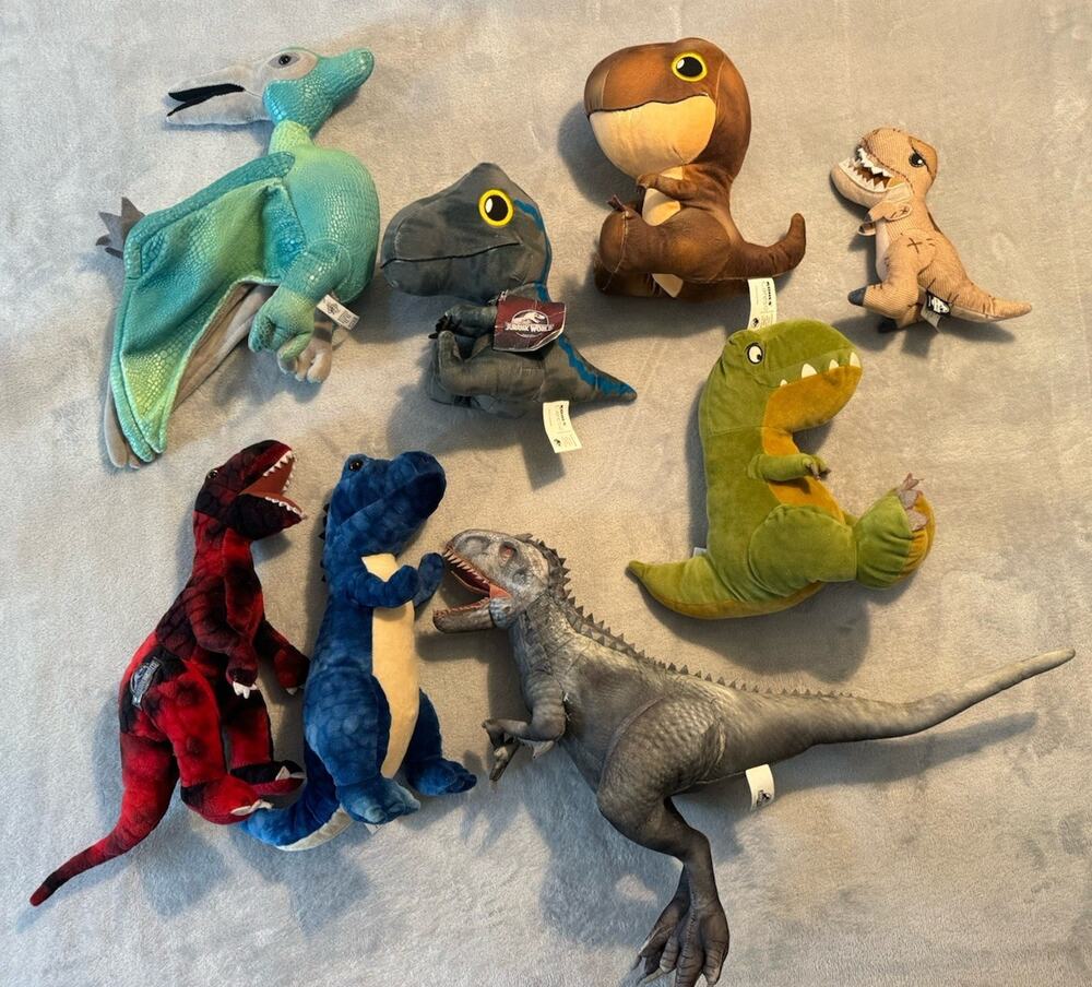 Lot Jurassic Park World Plush Toys Dinosaur Blue T-Rex Velociraptor Indominus